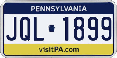 PA license plate JQL1899