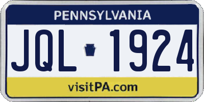 PA license plate JQL1924