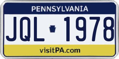 PA license plate JQL1978