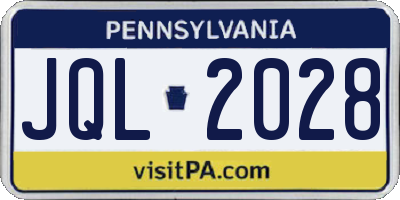 PA license plate JQL2028