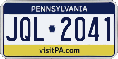 PA license plate JQL2041