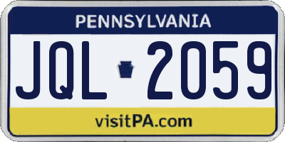 PA license plate JQL2059