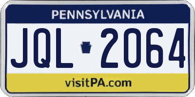 PA license plate JQL2064