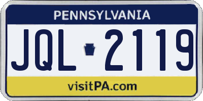 PA license plate JQL2119