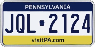 PA license plate JQL2124