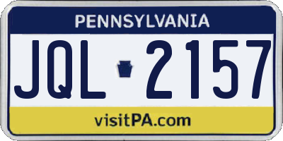 PA license plate JQL2157