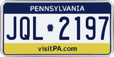 PA license plate JQL2197