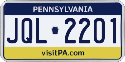 PA license plate JQL2201