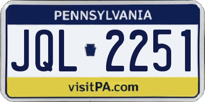 PA license plate JQL2251