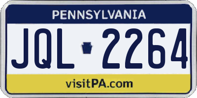 PA license plate JQL2264