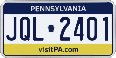 PA license plate JQL2401