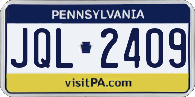PA license plate JQL2409
