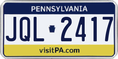 PA license plate JQL2417
