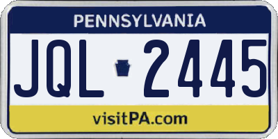 PA license plate JQL2445
