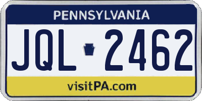 PA license plate JQL2462