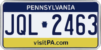 PA license plate JQL2463