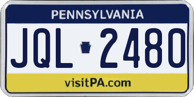 PA license plate JQL2480