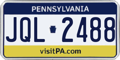 PA license plate JQL2488