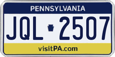 PA license plate JQL2507