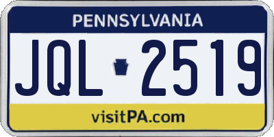 PA license plate JQL2519