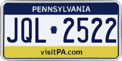 PA license plate JQL2522