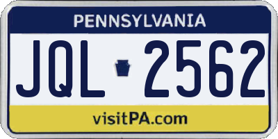 PA license plate JQL2562