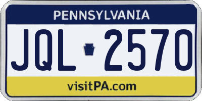 PA license plate JQL2570