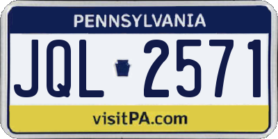 PA license plate JQL2571