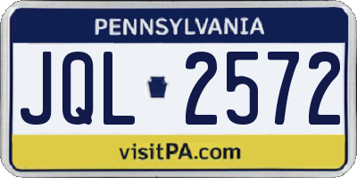 PA license plate JQL2572