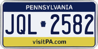 PA license plate JQL2582