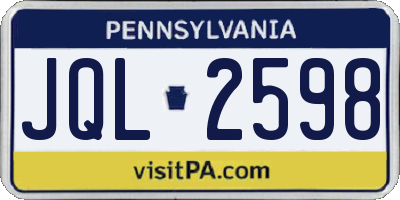 PA license plate JQL2598