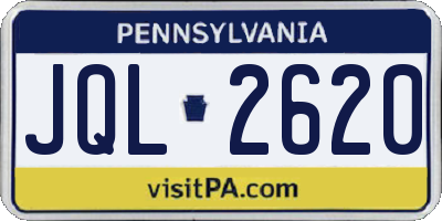 PA license plate JQL2620