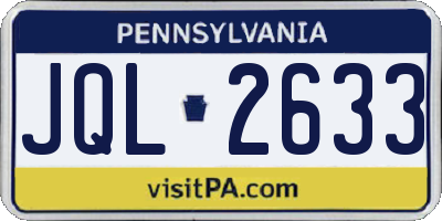 PA license plate JQL2633