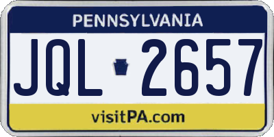 PA license plate JQL2657