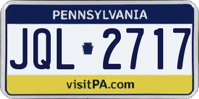 PA license plate JQL2717