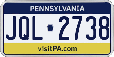 PA license plate JQL2738