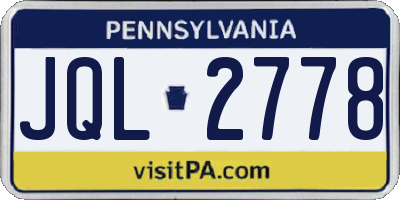 PA license plate JQL2778