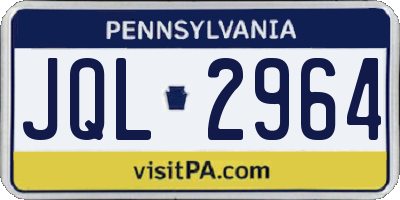 PA license plate JQL2964