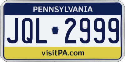 PA license plate JQL2999