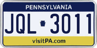 PA license plate JQL3011