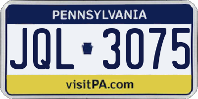 PA license plate JQL3075