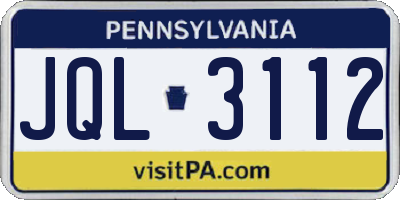 PA license plate JQL3112