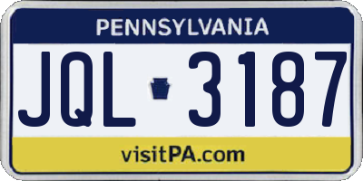 PA license plate JQL3187