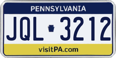 PA license plate JQL3212