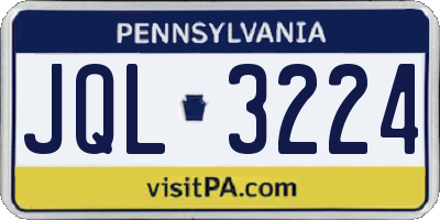 PA license plate JQL3224