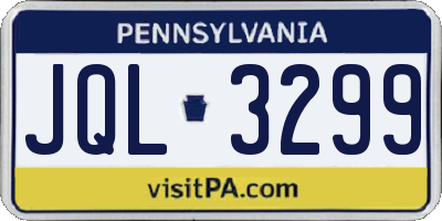 PA license plate JQL3299