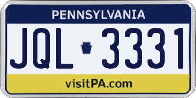 PA license plate JQL3331