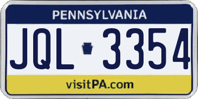 PA license plate JQL3354