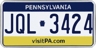 PA license plate JQL3424