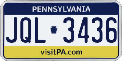 PA license plate JQL3436